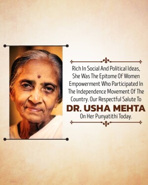 Dr. Usha Mehta Ji Punyatithi
